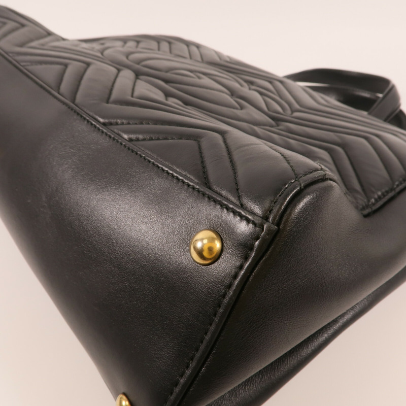 GUCCI 牛皮皮革GG Marmont Top Handle金扣手挽肩背兩用袋-6