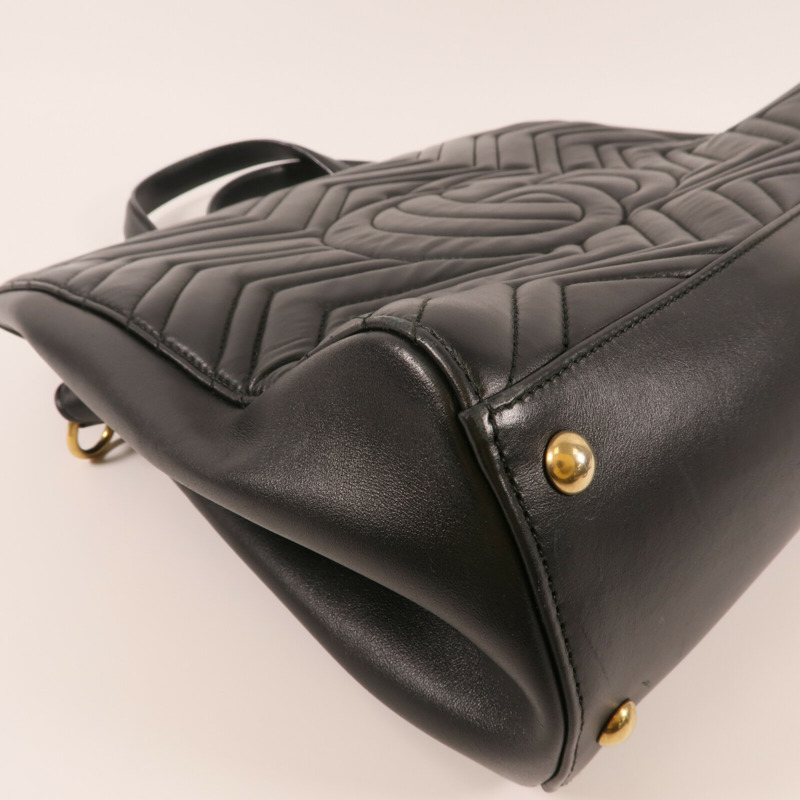 GUCCI 牛皮皮革GG Marmont Top Handle金扣手挽肩背兩用袋-7