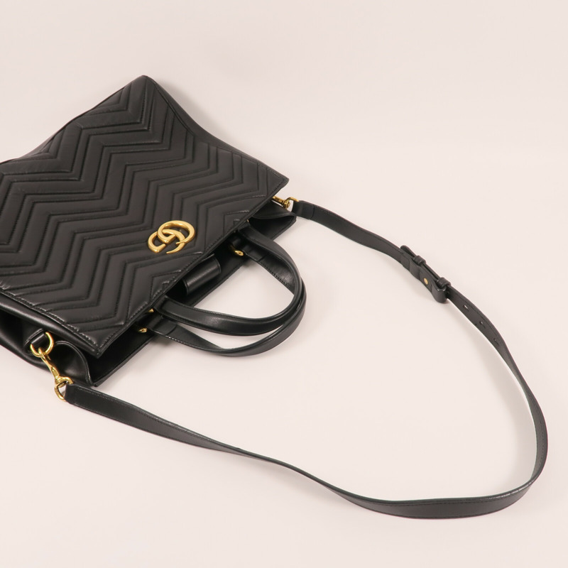 GUCCI 牛皮皮革GG Marmont Top Handle金扣手挽肩背兩用袋-8