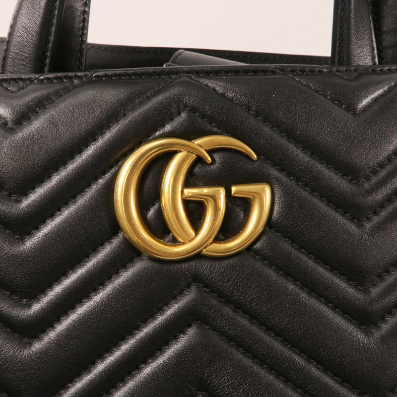 GUCCI 牛皮皮革GG Marmont Top Handle金扣手挽肩背兩用袋-10