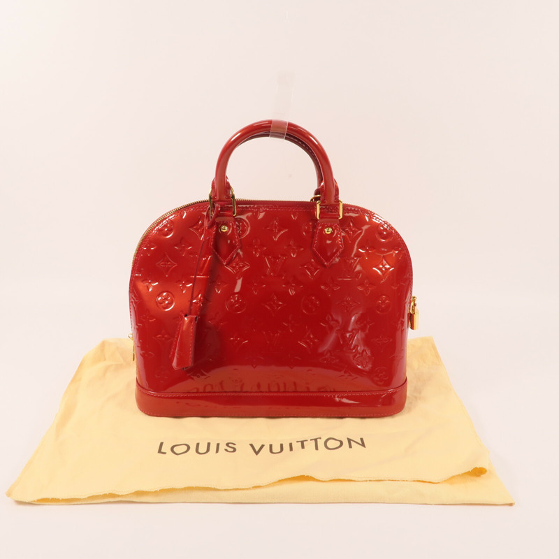 LOUIS VUITTON Monogram Vernis Alma MM金扣手挽袋-4