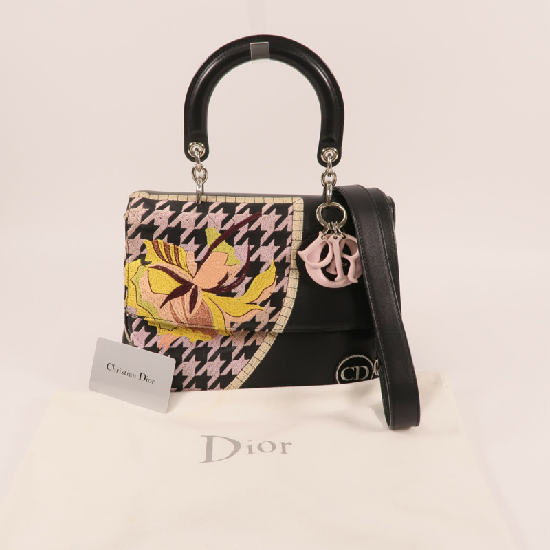 Dior 牛皮皮革Hand Bag銀扣手挽肩背兩用袋-4