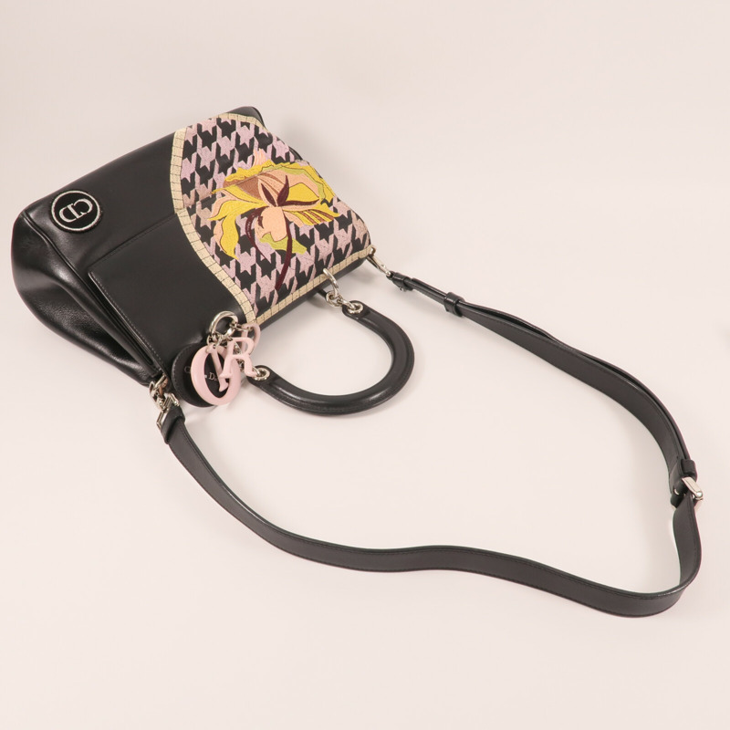 Dior 牛皮皮革Hand Bag銀扣手挽肩背兩用袋-5