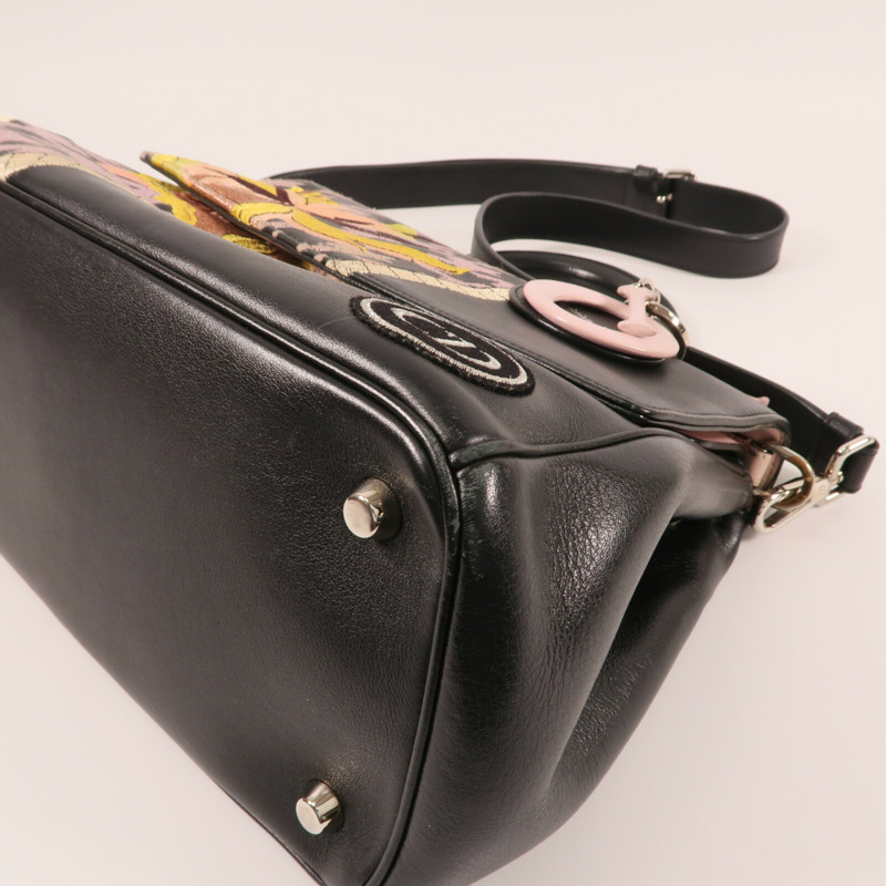 Dior 牛皮皮革Hand Bag銀扣手挽肩背兩用袋-9
