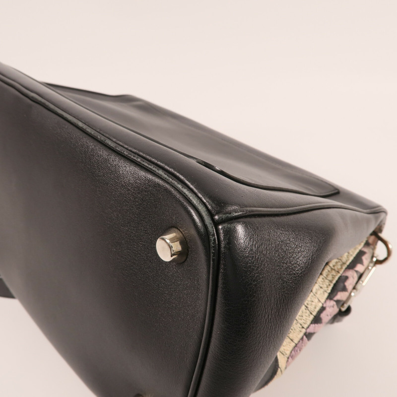 Dior 牛皮皮革Hand Bag銀扣手挽肩背兩用袋-11