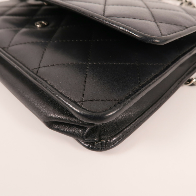 CHANEL 牛皮皮革Cambon Wallet On Chain銀扣鏈帶肩背袋-5