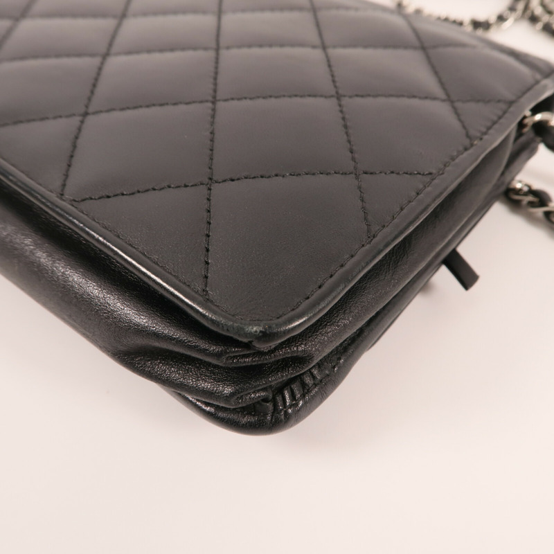 CHANEL 牛皮皮革Cambon Wallet On Chain銀扣鏈帶肩背袋-7