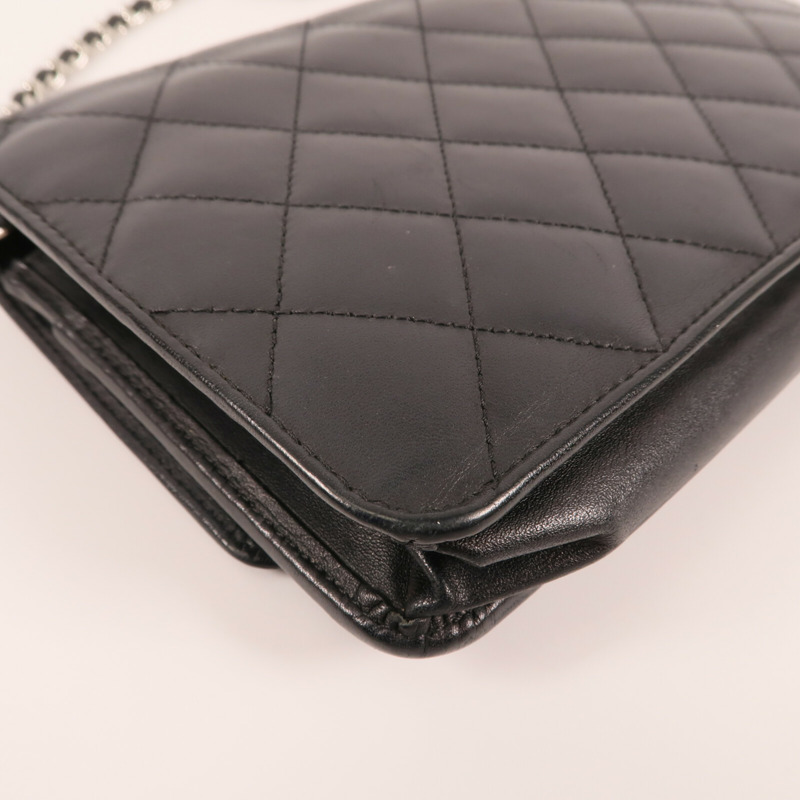 CHANEL 牛皮皮革Cambon Wallet On Chain銀扣鏈帶肩背袋-8