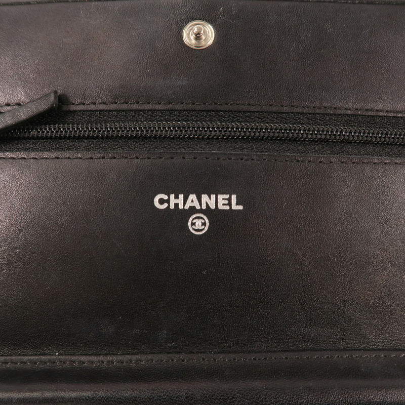 CHANEL 牛皮皮革Cambon Wallet On Chain銀扣鏈帶肩背袋-9