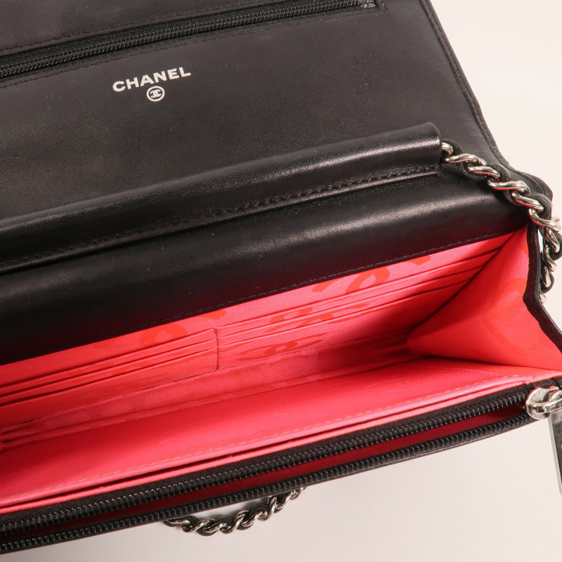 CHANEL 牛皮皮革Cambon Wallet On Chain銀扣鏈帶肩背袋-11