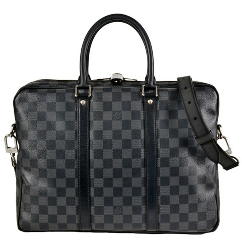路易威登 Porte-Document Voyage PM 商務包，Damier Graphite 棋盤格紋，黑色 (GI5125)，男士款