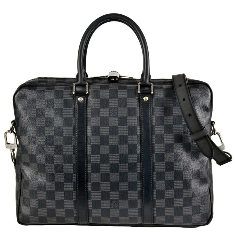 路易威登 Porte-Document Voyage PM 商務包，Damier Graphite 棋盤格紋，黑色 (GI5125)，男士款-0