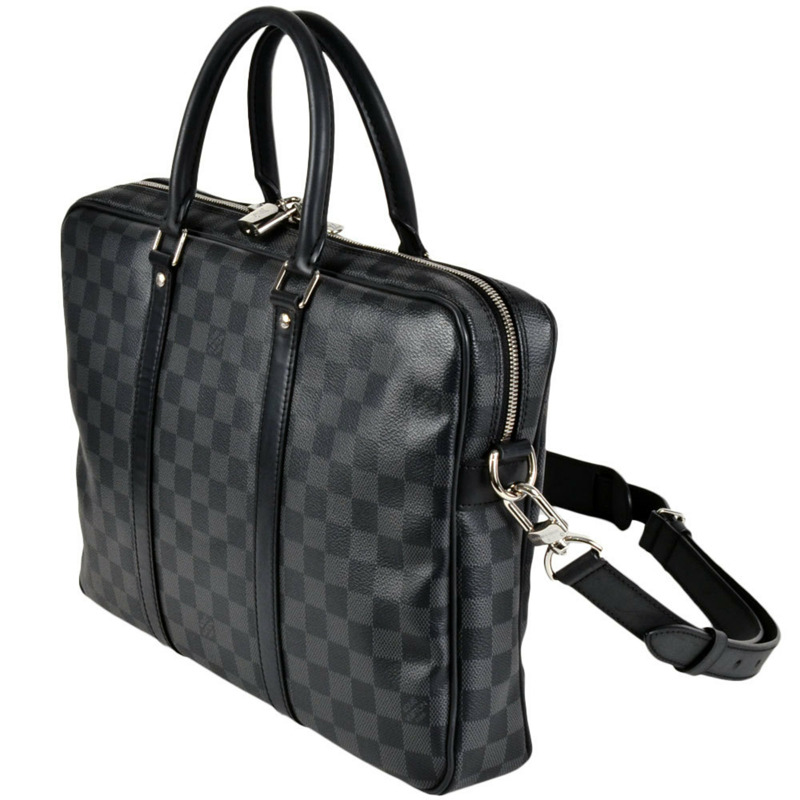 路易威登 Porte-Document Voyage PM 商務包，Damier Graphite 棋盤格紋，黑色 (GI5125)，男士款-1