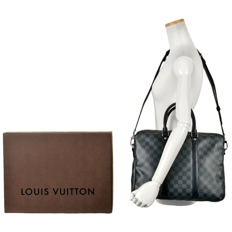 路易威登 Porte-Document Voyage PM 商務包，Damier Graphite 棋盤格紋，黑色 (GI5125)，男士款-7