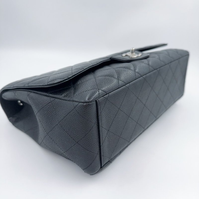 Chanel 黑色荔枝銀釦單層JUMBO機場包(大容量!已絕版)-8