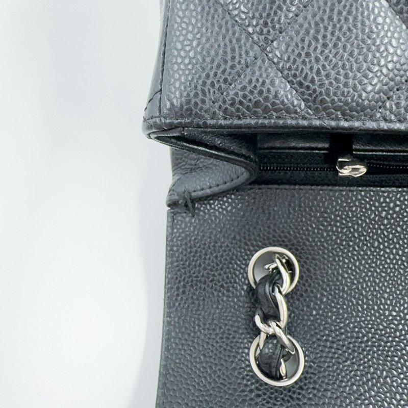 Chanel 黑色荔枝銀釦單層JUMBO機場包(大容量!已絕版)-21