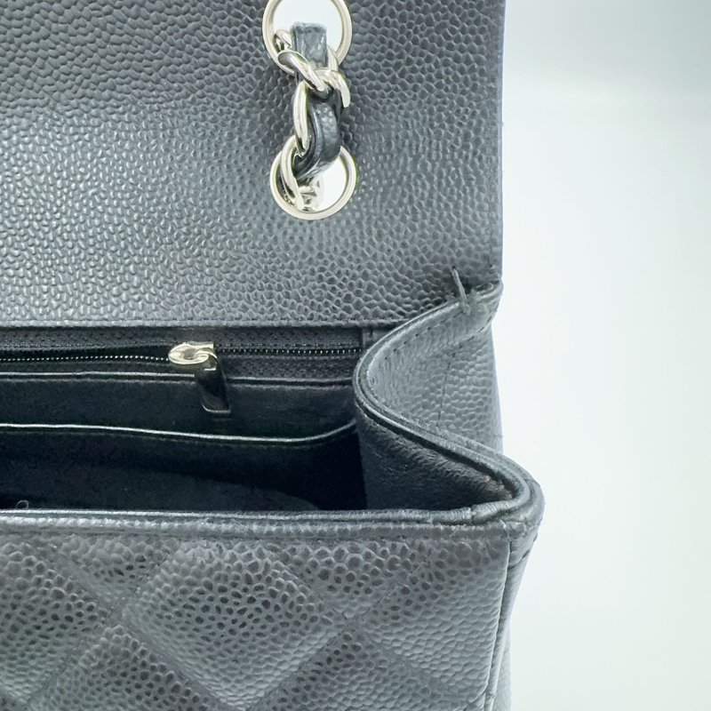 Chanel 黑色荔枝銀釦單層JUMBO機場包(大容量!已絕版)-22