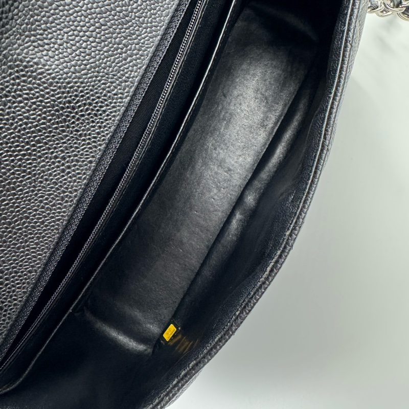 Chanel 黑色荔枝銀釦單層JUMBO機場包(大容量!已絕版)-20