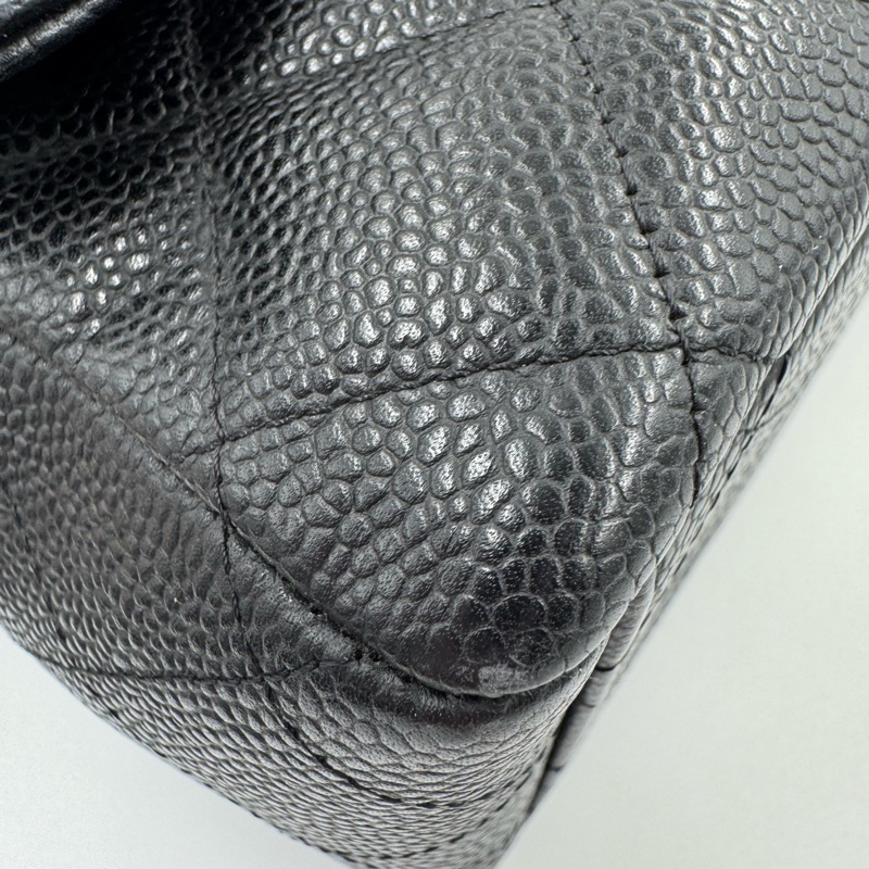 Chanel 黑色荔枝銀釦單層JUMBO機場包(大容量!已絕版)-23