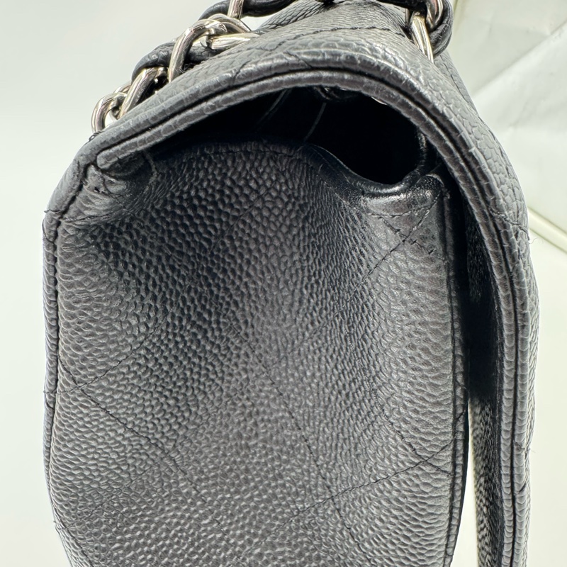 Chanel 黑色荔枝銀釦單層JUMBO機場包(大容量!已絕版)-24