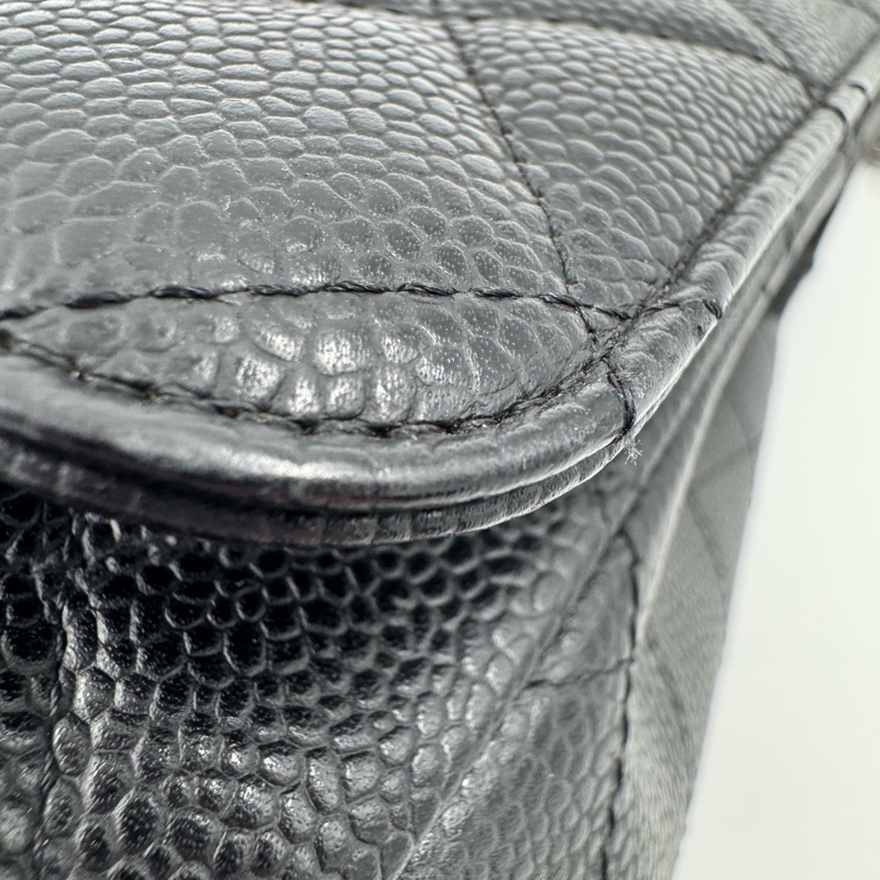 Chanel 黑色荔枝銀釦單層JUMBO機場包(大容量!已絕版)-27