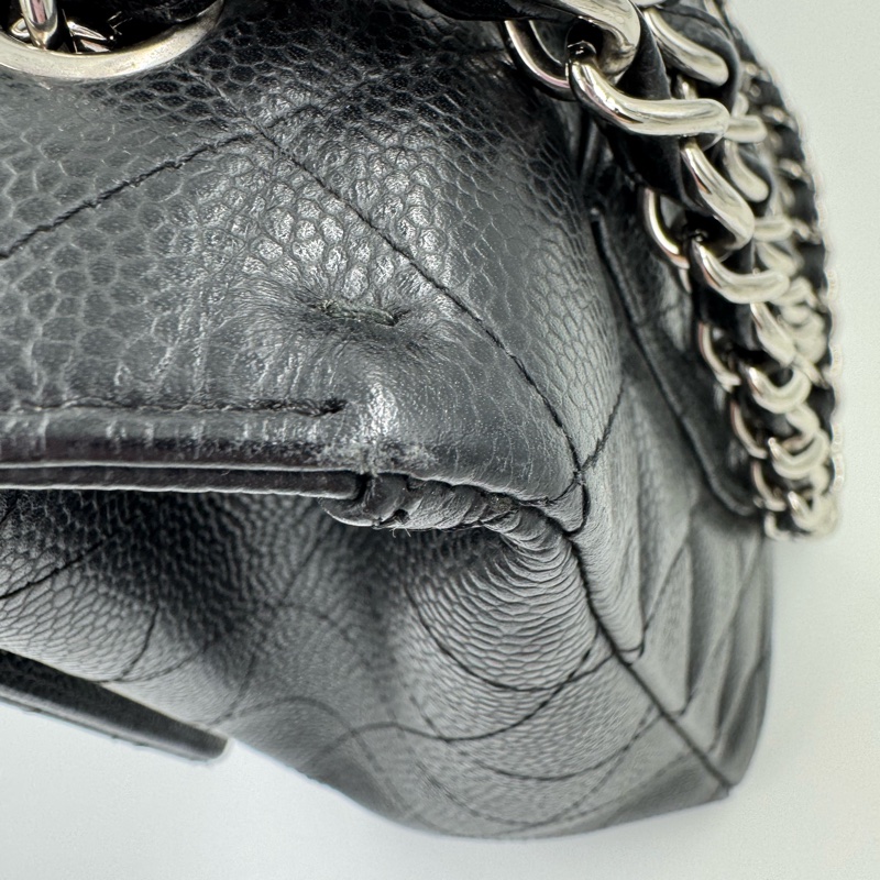 Chanel 黑色荔枝銀釦單層JUMBO機場包(大容量!已絕版)-28