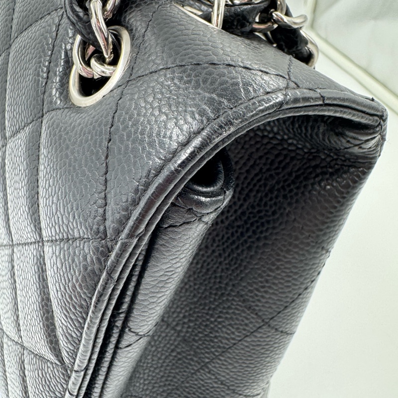 Chanel 黑色荔枝銀釦單層JUMBO機場包(大容量!已絕版)-29