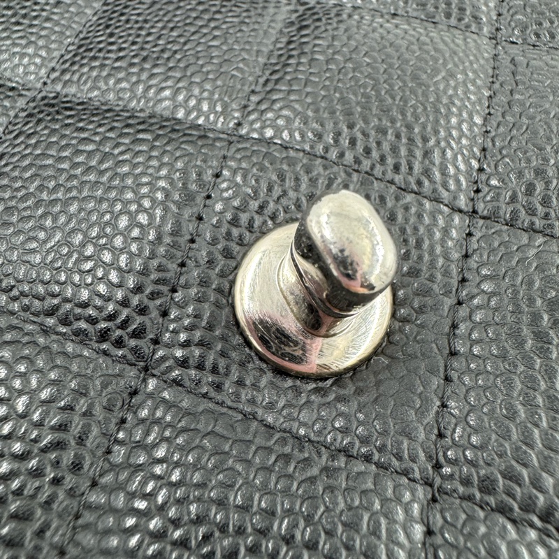 Chanel 黑色荔枝銀釦單層JUMBO機場包(大容量!已絕版)-34