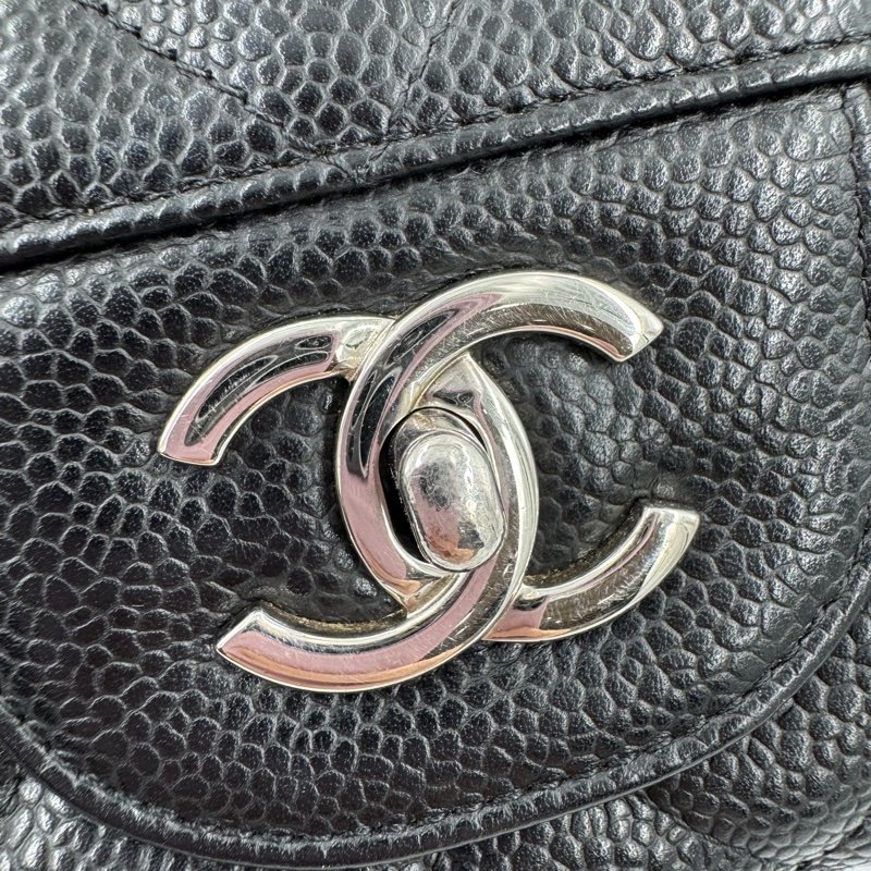 Chanel 黑色荔枝銀釦單層JUMBO機場包(大容量!已絕版)-35