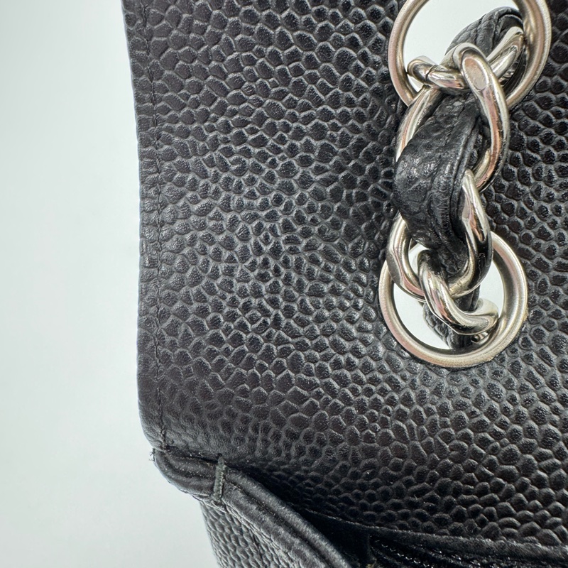 Chanel 黑色荔枝銀釦單層JUMBO機場包(大容量!已絕版)-37