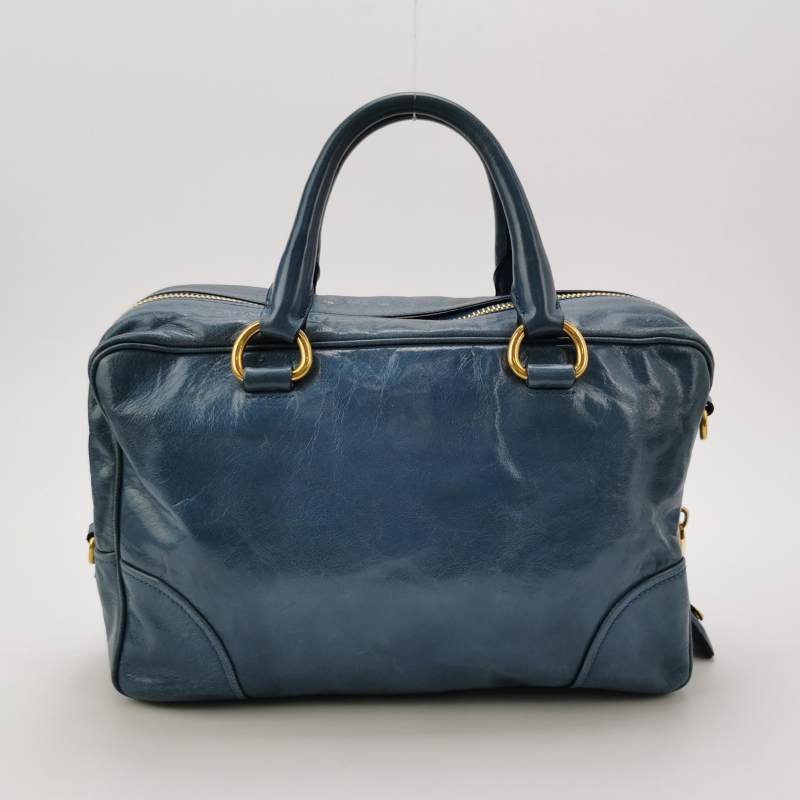 Prada油蠟皮純色字母Logo斜挎包單肩包-4