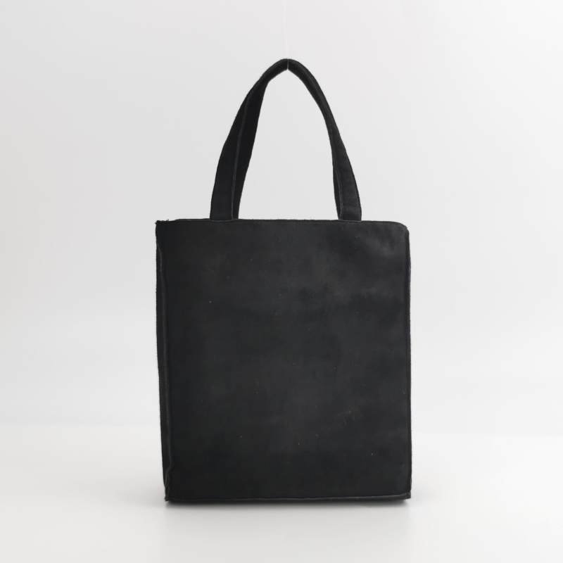 Chanel翻毛皮純色水鑽裝飾流蘇中古手提包-3