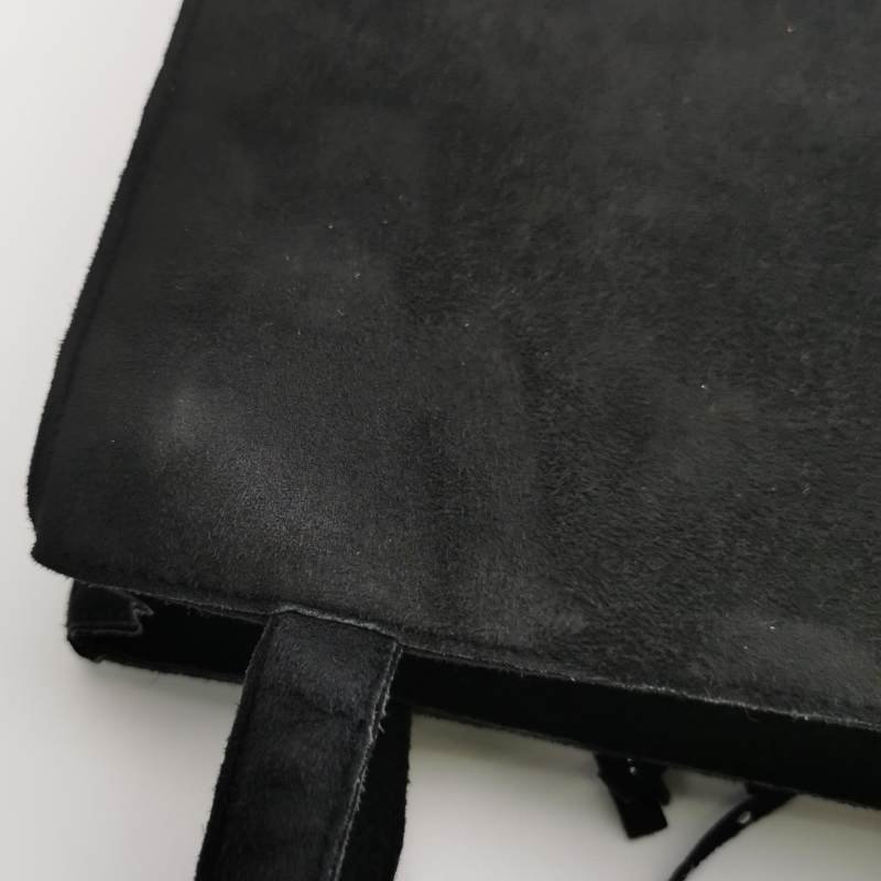 Chanel翻毛皮純色水鑽裝飾流蘇中古手提包-10