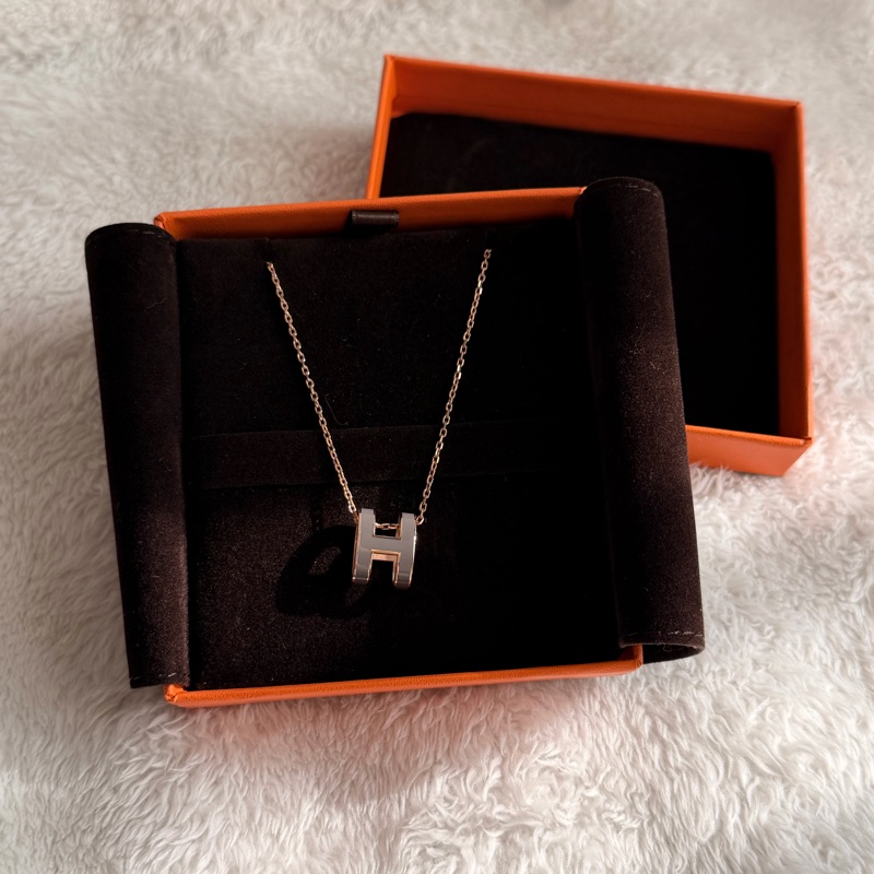 Hermes經典H 項鍊大象灰金鏈有盒-2