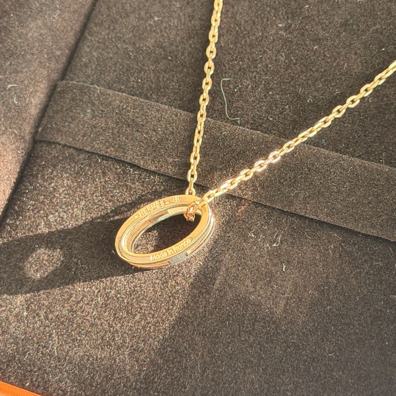 Hermes經典H 項鍊大象灰金鏈有盒-3