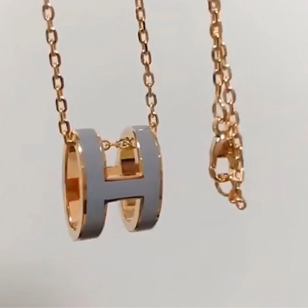 Hermes經典H 項鍊大象灰金鏈有盒-4