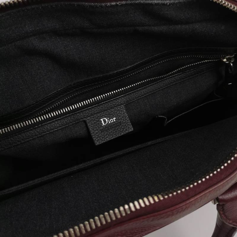 Dior牛皮純色字母Logo公文包斜挎包單肩包-7