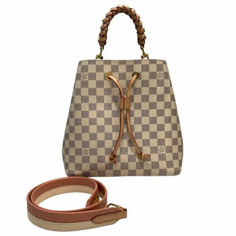 LOUIS VUITTON 路易威登 N40344 NEONOE 單肩包 水桶包 白色 棋盤格 PVC