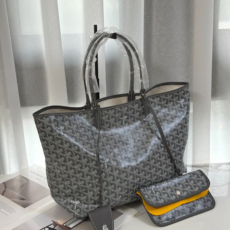 GOYARD 新版亞麻帆布Tote - 小號灰-10