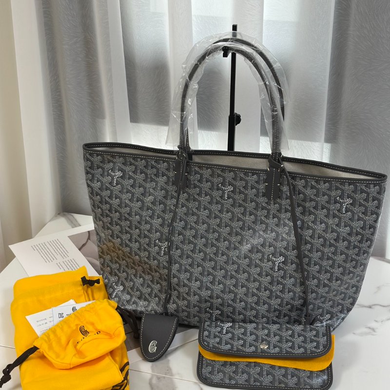 GOYARD 新版亞麻帆布Tote - 小號灰-12