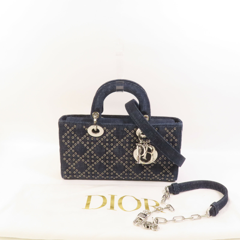 Dior Demin Lady D Joy銀扣手挽肩背兩用袋-11