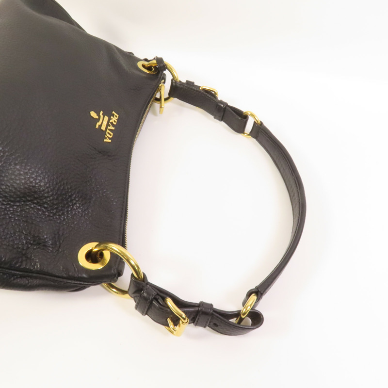 PRADA 牛皮皮革Shoulder Bag金扣肩背袋-4