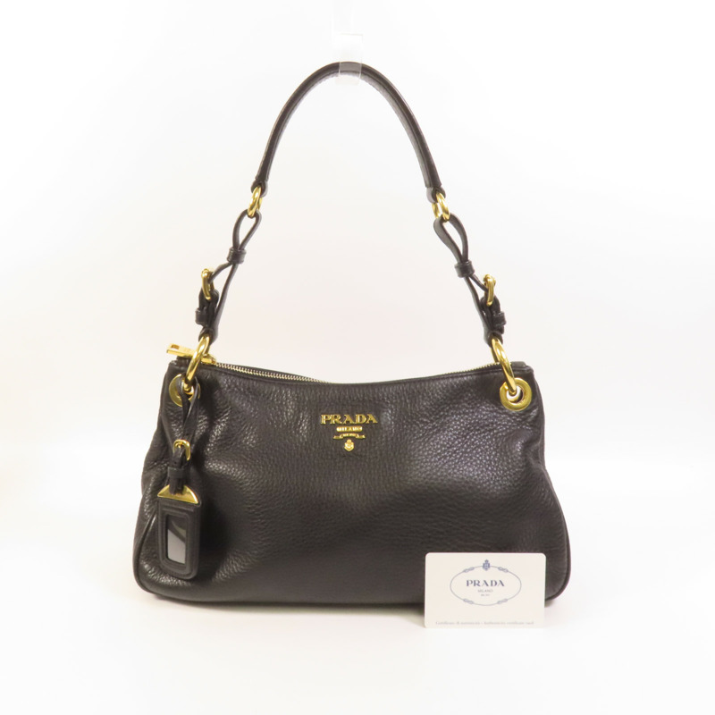 PRADA 牛皮皮革Shoulder Bag金扣肩背袋-11