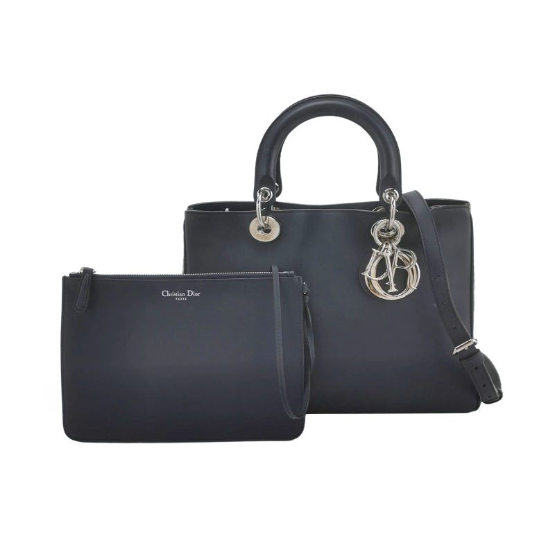 Dior Diorissimo中號牛皮蛇皮純色Dior字母吊飾子母包單肩包-0