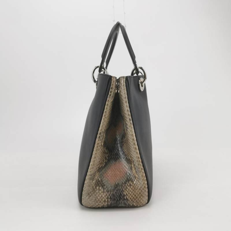 Dior Diorissimo中號牛皮蛇皮純色Dior字母吊飾子母包單肩包-4