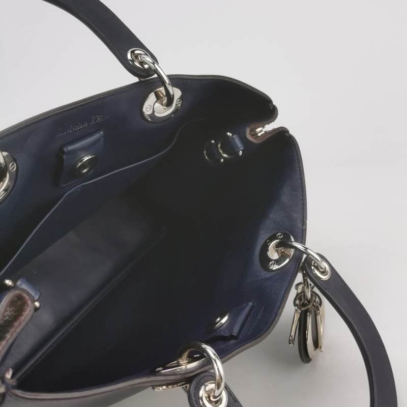 Dior Diorissimo中號牛皮蛇皮純色Dior字母吊飾子母包單肩包-7