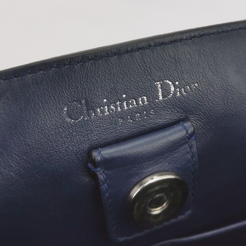 Dior Diorissimo中號牛皮蛇皮純色Dior字母吊飾子母包單肩包-8