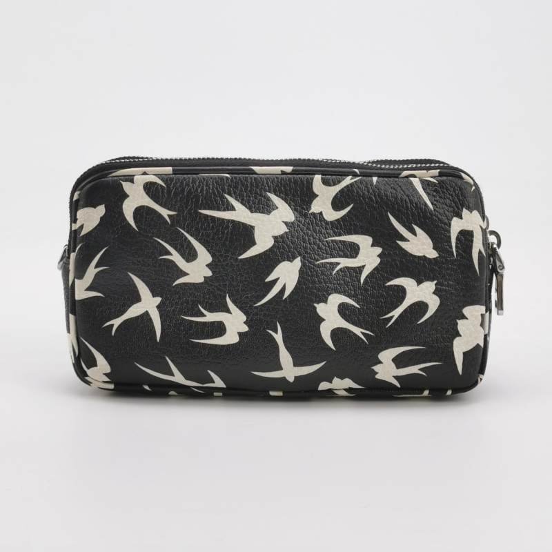 Miu Miu牛皮圖案印花字母Logo拉鏈斜挎包單肩包-4