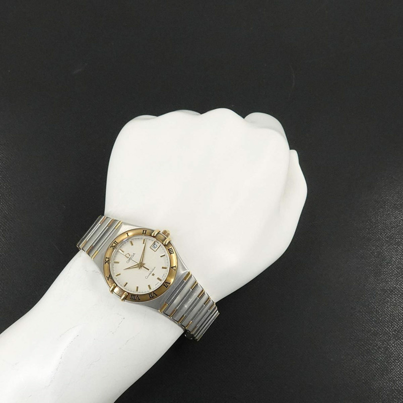 歐米茄星座系列雙色1312 30男士腕錶，附日期顯示，銀/黃金石英機芯-3