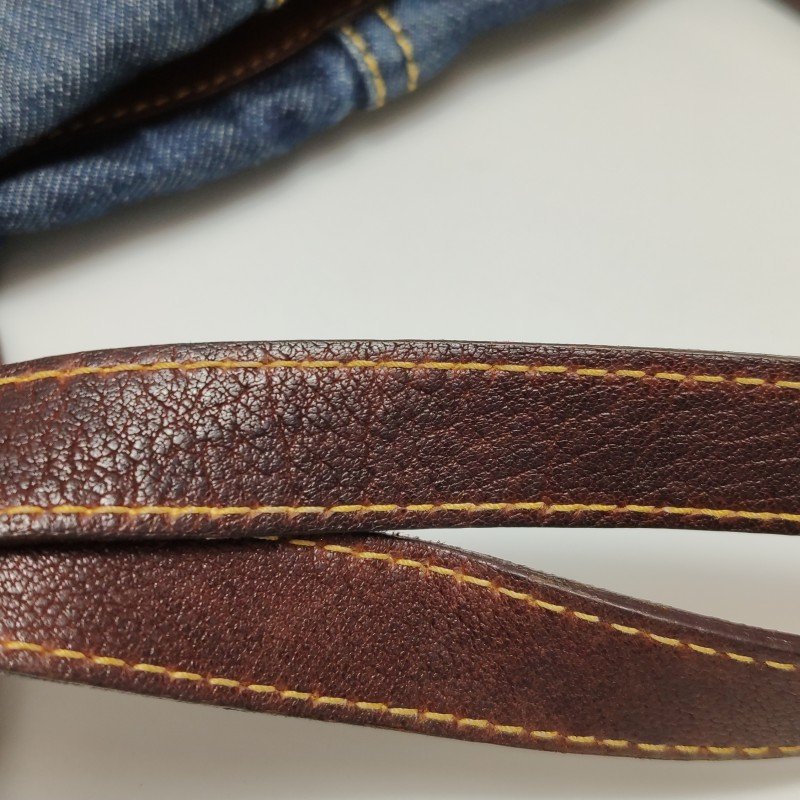 Miu Miu羊皮帆布拼色Logo吊飾拉鏈單肩包-9